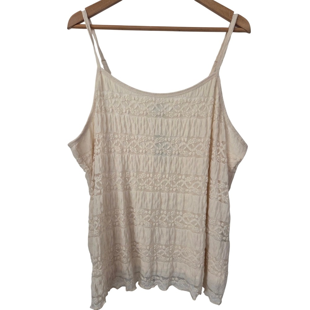 Torrid Lace Scoop Neck‎ Cami Tank Top Size 3 3X 22-24 Ivory NWT